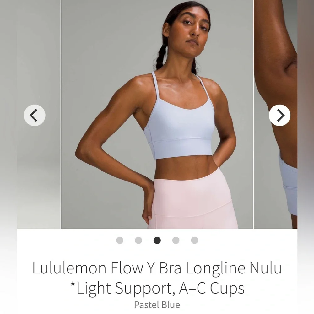 Lululemon Flow Y Bra‎ Longline Nulu *Light Support, A–C Cups Pastel Blue 6